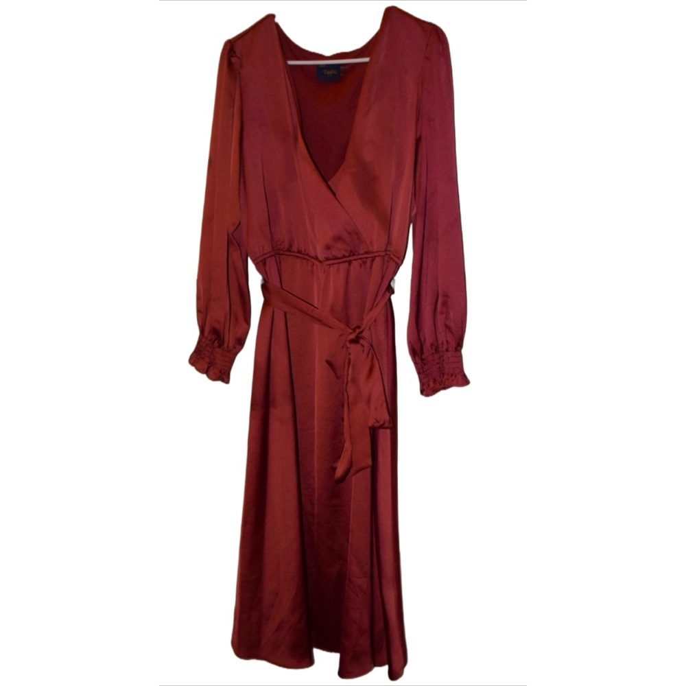 Just...Taylor Satin Wrap Midi Dress
